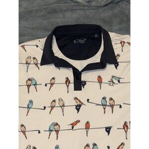 NEW Original Penguin Performance Large Golf Polo Shirt White “Birds on a Wire”